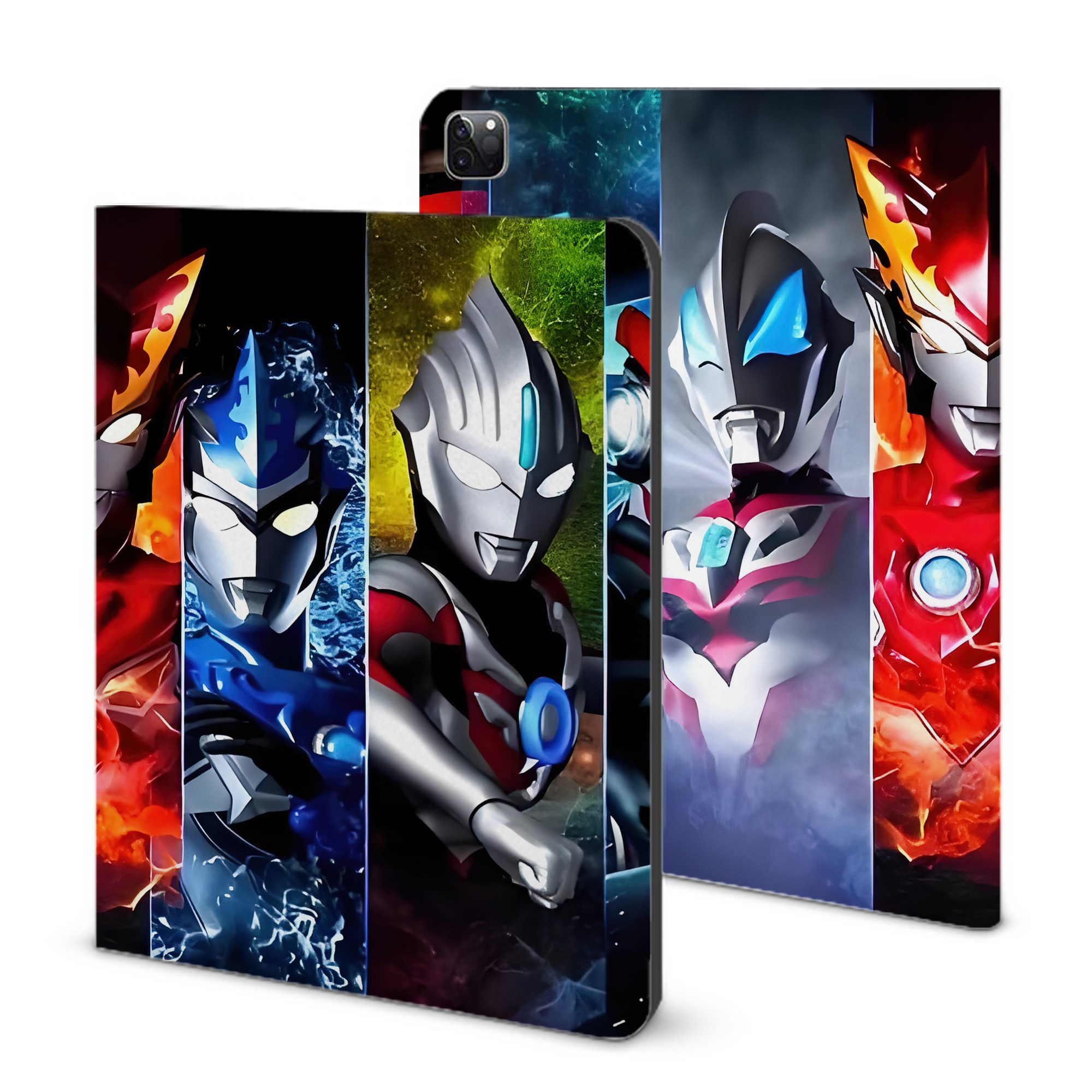 （画像用） ウルトラマン Ultraman IPad ケース ブック型 PUレザー TPU 耐衝撃 軽量 薄型 ペン収納なし 全面保護 IPad 各モデル対応